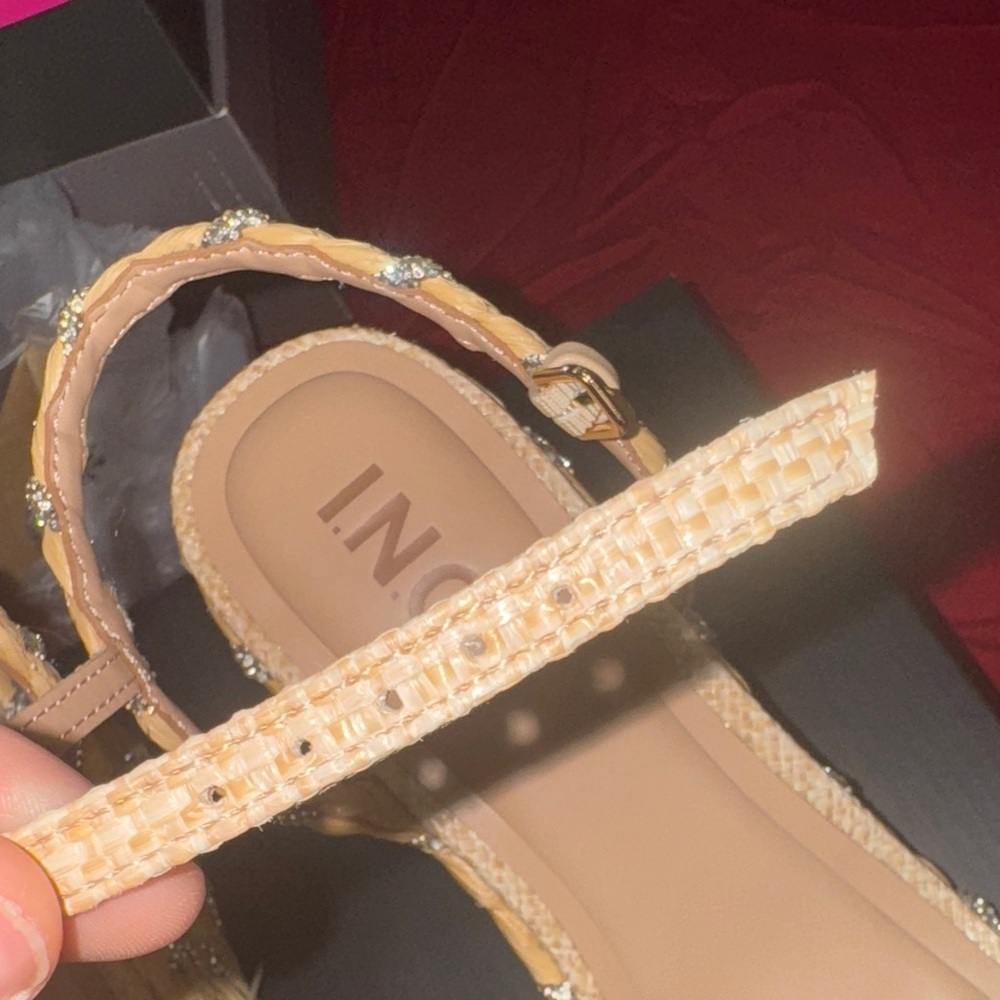 INC International Concepts Tan and Silver Woven Wedges - Picture 9 of 17